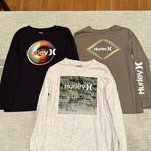 Boys Hurley lot of 3 long sleeve tee shirts size L(12/13) 100% cotton
